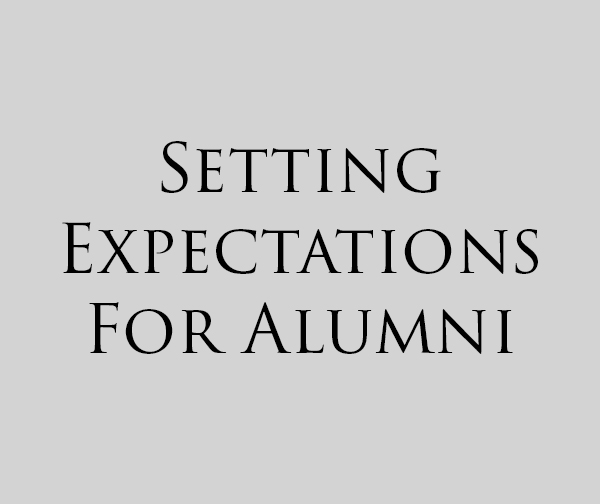 Setting expectations for alumni